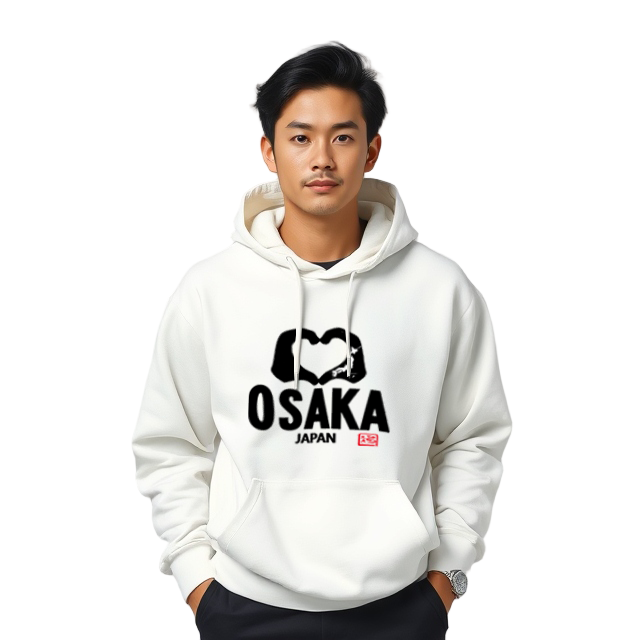 Hoodie Osaka Finger Heart Design White