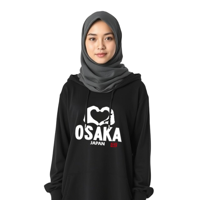 Hoodie Osaka Finger Heart Design Black