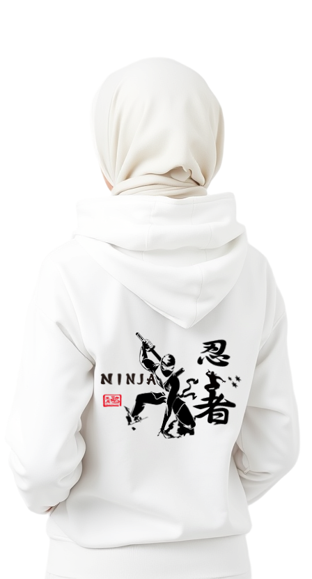 Hoodie Ninja Design White