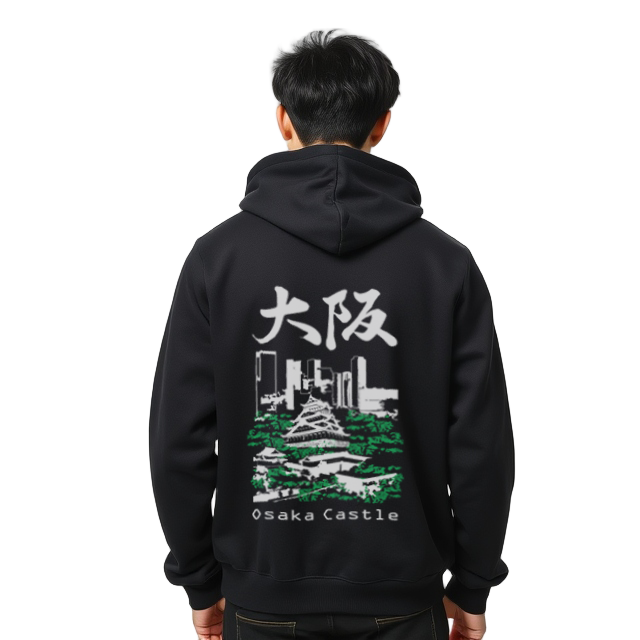 Hoodie Osaka Castle Design Black