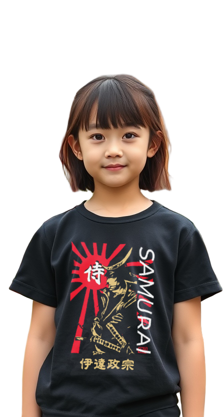 Kids T-Shirt Samurai Design Black