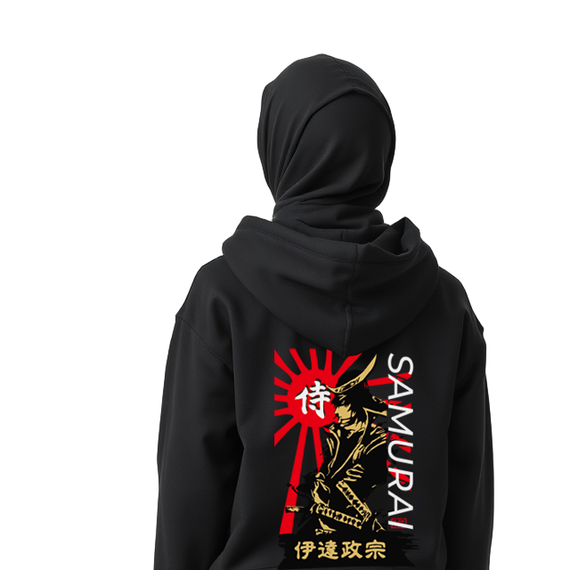 Hoodie Samurai Design Black