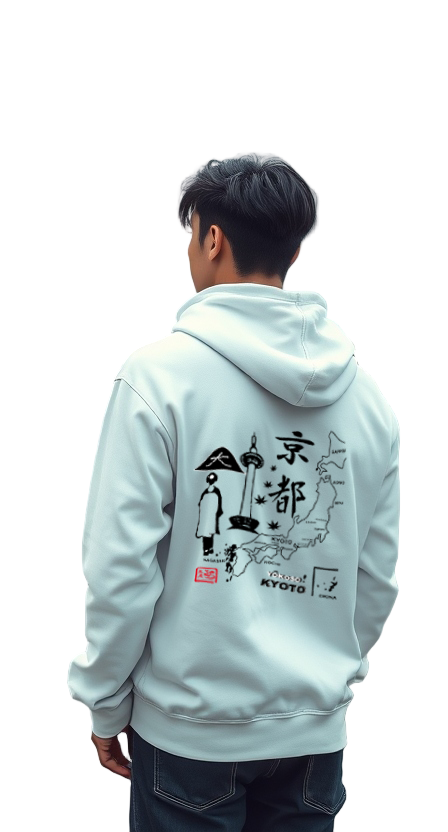 Hoodie Yokoso Kyoto Design White