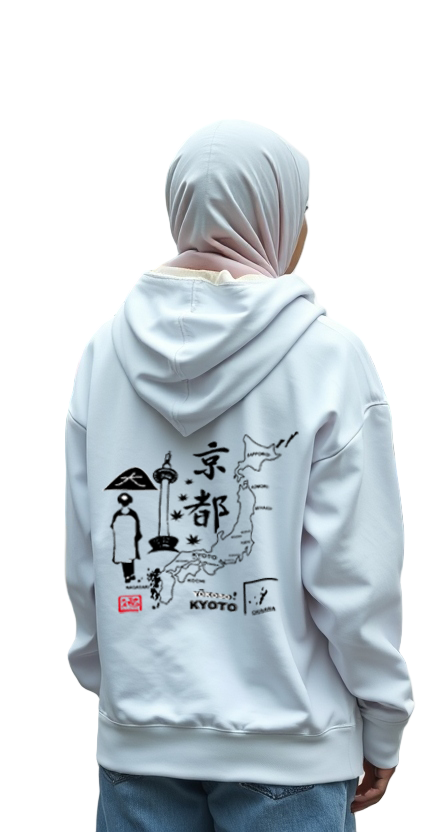 Hoodie Yokoso Kyoto Design White