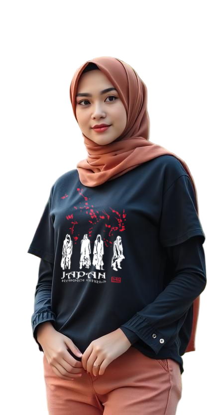 T-Shirt Japan Kakkoi Girls Design Black