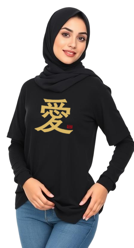 T-Shirt Kanji Ai Design Black