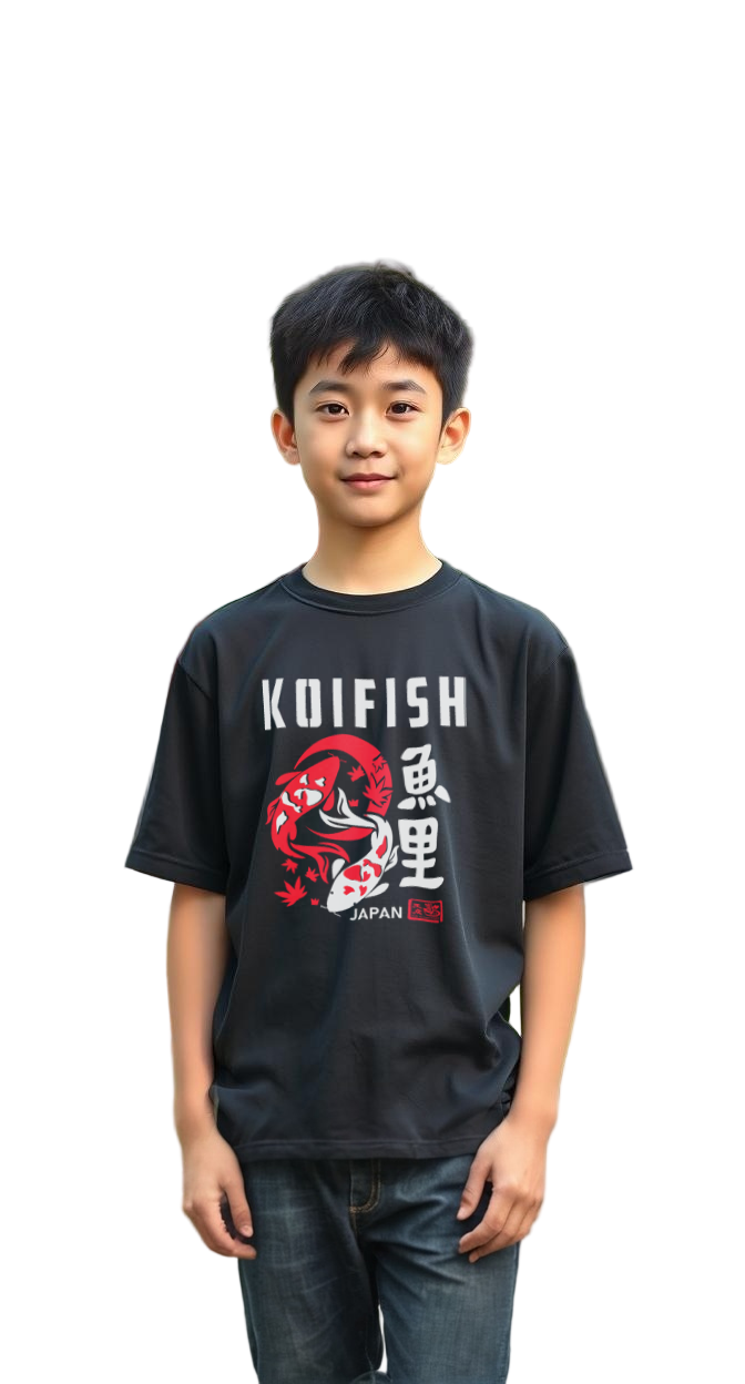 Kids T-Shirt KoiFish Design Black