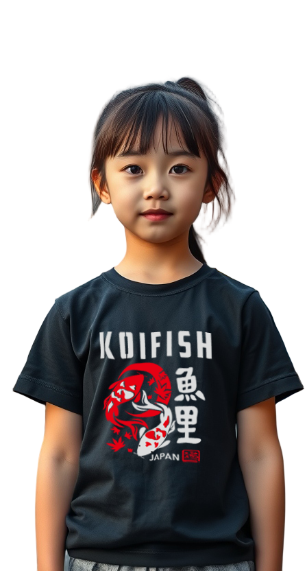 Kids T-Shirt KoiFish Design Black