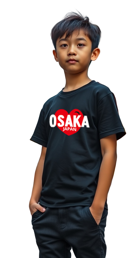 Kids T-Shirt Osaka Heart Design Black