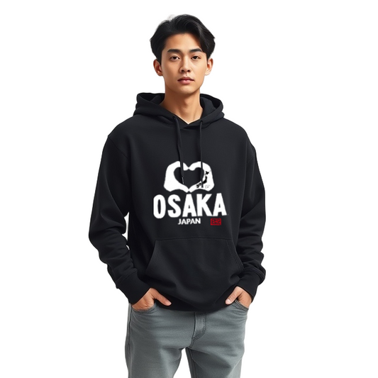 Hoodie Osaka Finger Heart Design Black