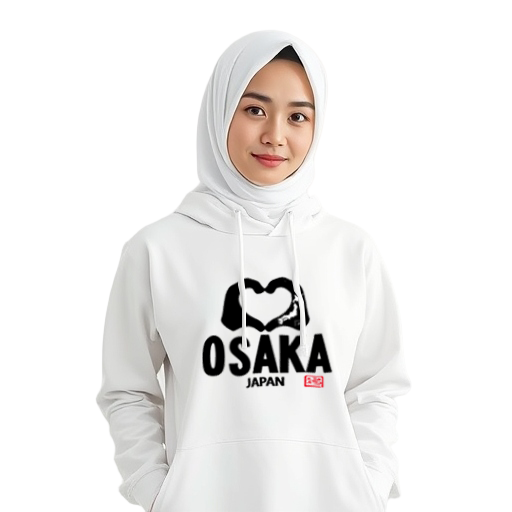 Hoodie Osaka Finger Heart Design White