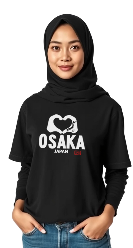 T-Shirt Osaka Finger Heart Design Black