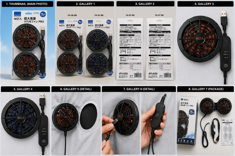 WIZ'A Ultra High Airflow Clothing Fan PRO FA-06-BK (Dual Fan Set)