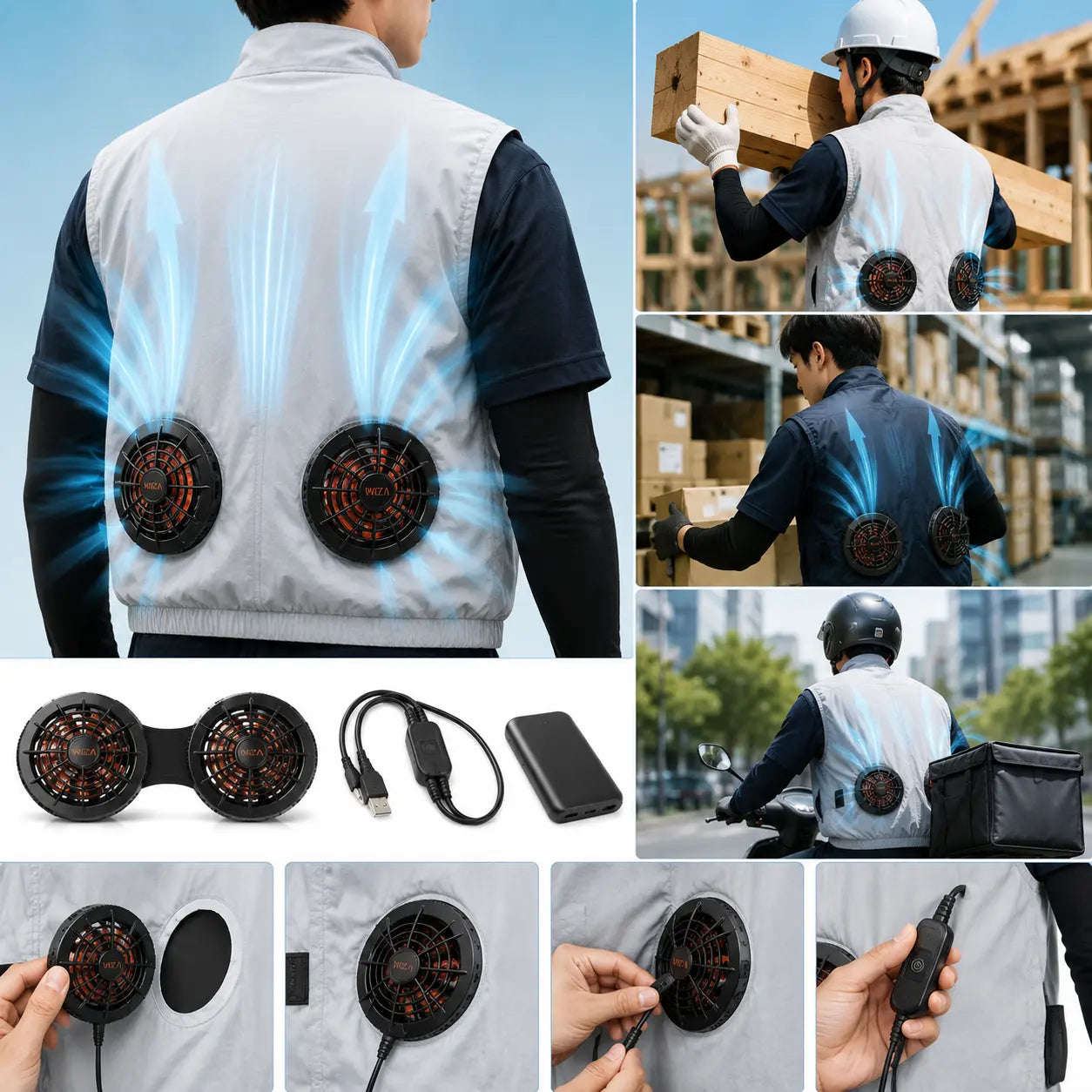WIZ'A Ultra High Airflow Clothing Fan PRO FA-06-BK (Dual Fan Set)