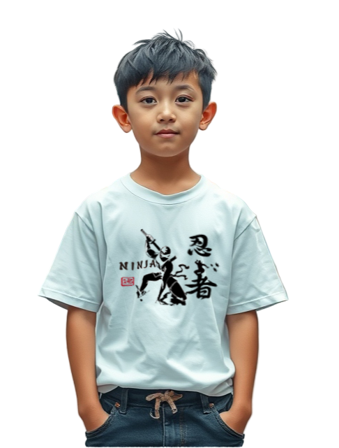 Kids T-Shirt Ninja Design White