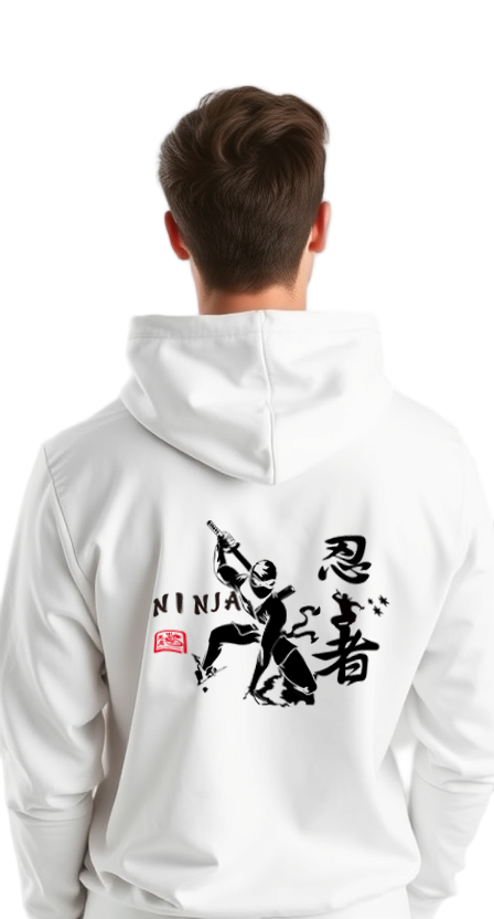 Hoodie Ninja Design White
