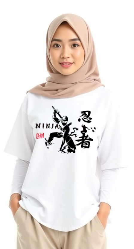 T-Shirt Ninja Design White