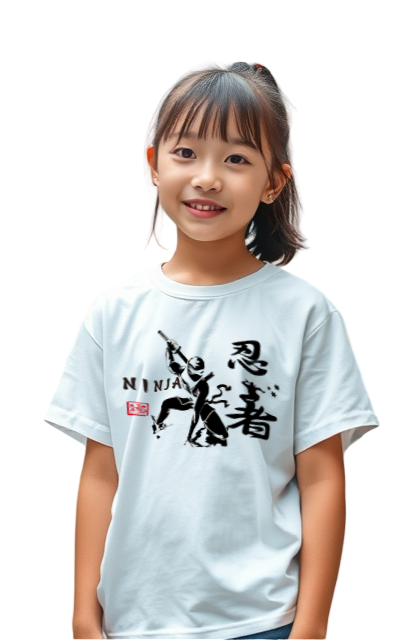 Kids T-Shirt Ninja Design White