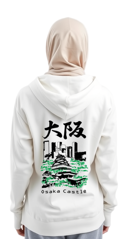 Hoodie Osaka Castle Design White