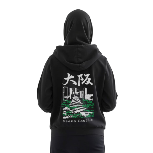 Hoodie Osaka Castle Design Black