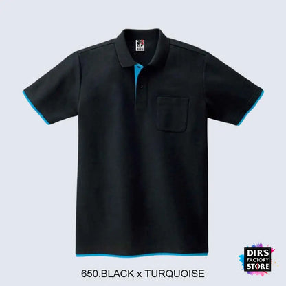 Polo Ts- 00195-Bypdf 650.Black X Turquoise Shirts & Tops