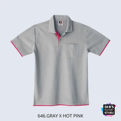 Polo Ts- 00195-Bypdf 646.Gray X Hot Pink Shirts & Tops