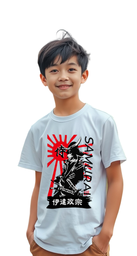 Kids T-Shirt Samurai Design White