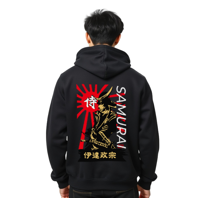 Hoodie Samurai Design Black