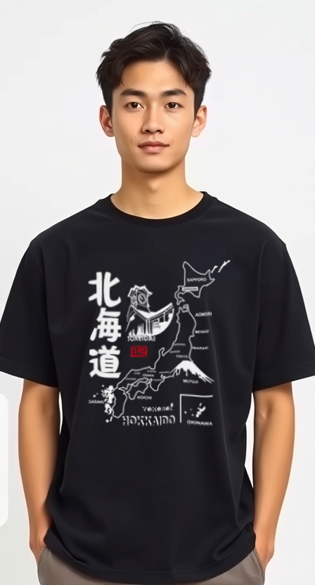 T-Shirt Yokoso Hokkaido Design Black