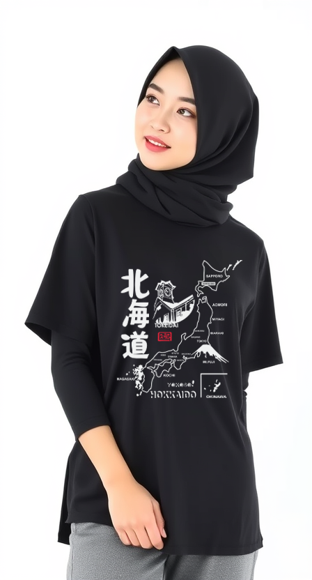 T-Shirt Yokoso Hokkaido Design Black